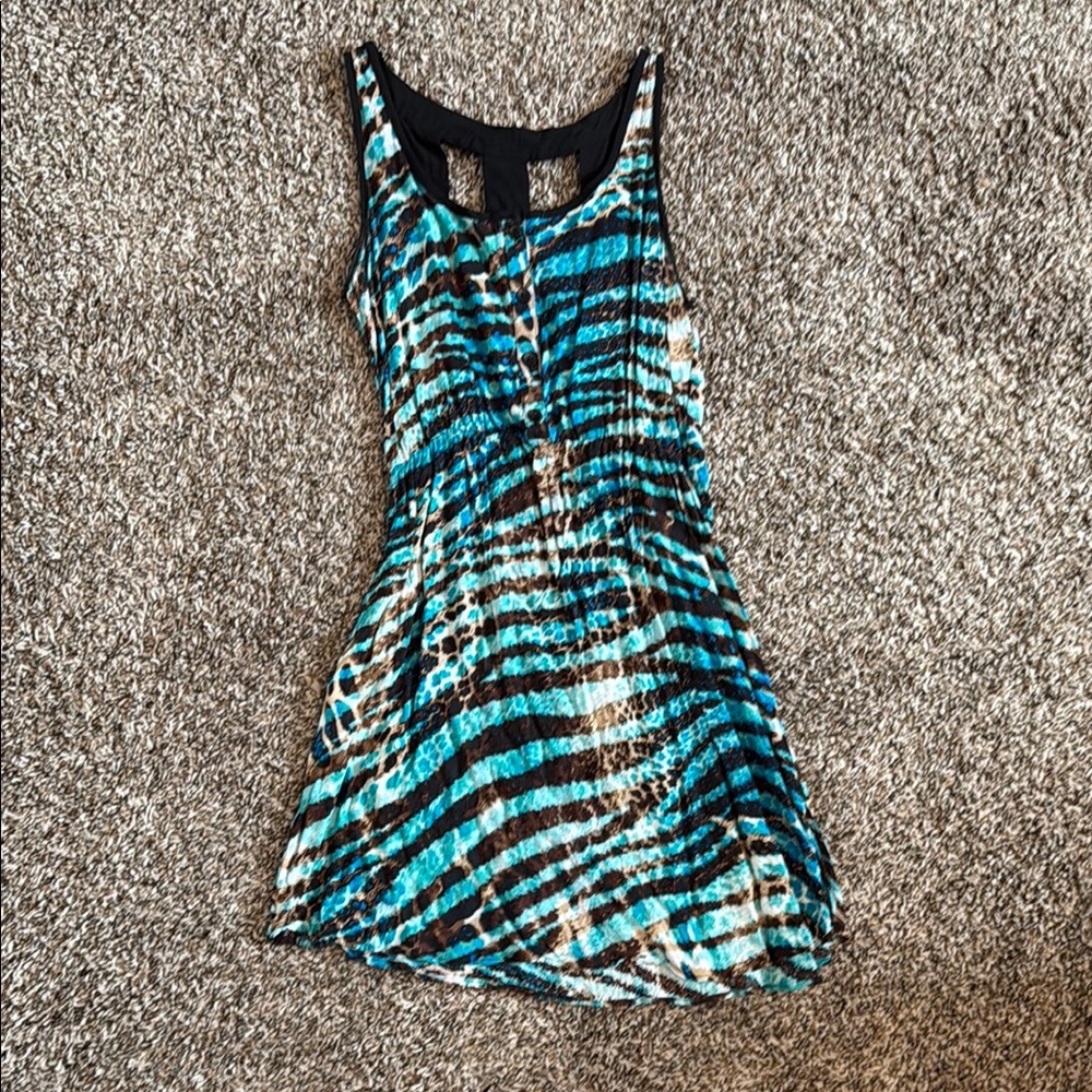 Blue and Black Zebra Print Dress